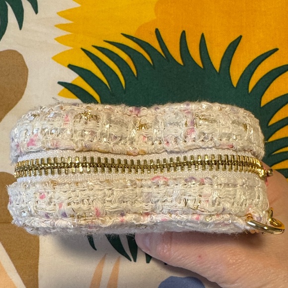 Stoney Clover Lane Heart-Shaped Tweed Coin Purse Bag Charm - Picture 3 of 6